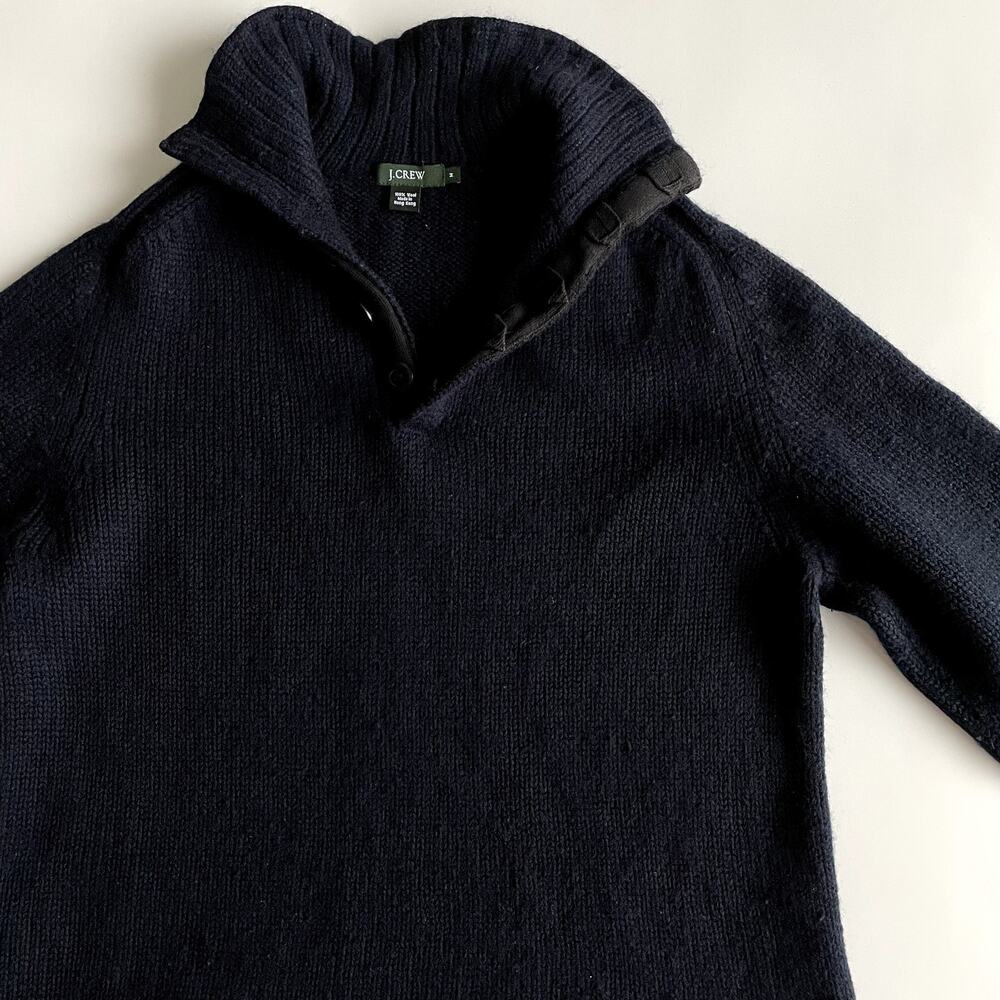 Vintage J. Crew Navy Wool Polo Sweater Size M - Picture 7 of 15